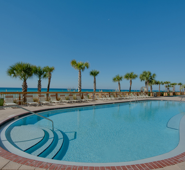 Huge pool area at Gulf Crest Condominiums  in Panama City Beach Florida