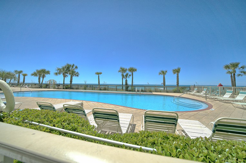Relaxing pool area at Gulf Crest Condominiums in Panama City Beach Florida