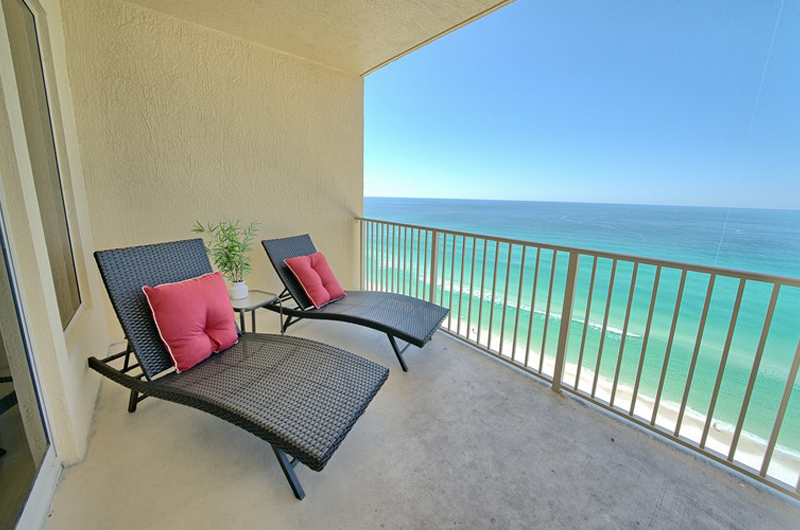 Relax on the balcony and enjoy the view at Gulf Crest Condominiums in Panama City Beach Florida