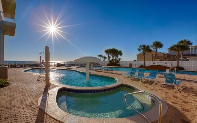 Full sun on the huge pools at Majestic Beach Resort in Panama City Beach FL