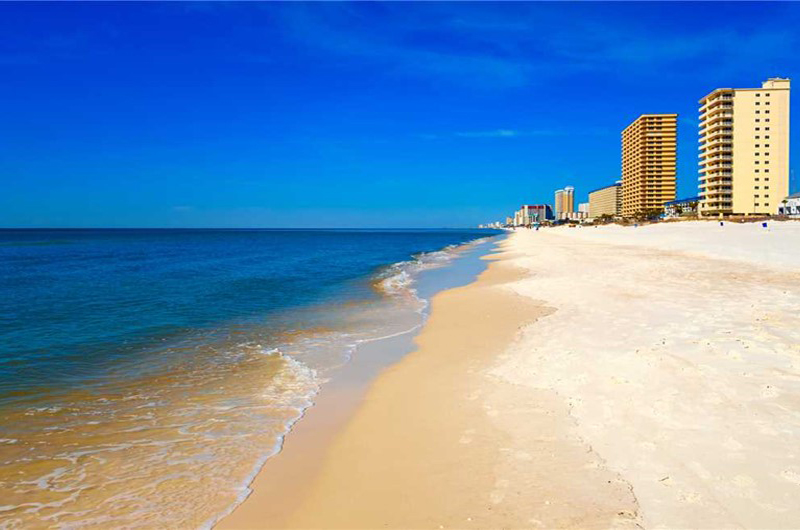 Stroll the white sand beach from your unit at Marisol in Panama City Beach Florida