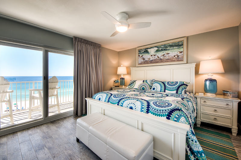 Master bedroom overlooking beach at Moonspinner in Panama City Beach FL