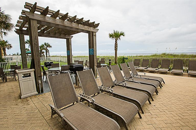 Large pool deck at Ocean Villa in Panama City Beach FL