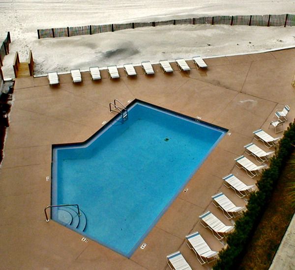 Aerial view of the pool and sundeck at Pelican Walk Panama City