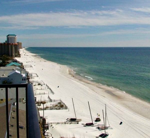 Aerial view of the beach at Pelican Walk Panama City