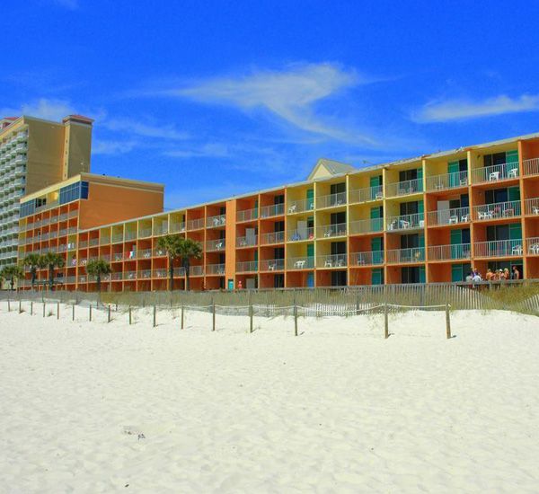 Beach view of Seahaven Beach Hotel in Panama City Beach Florida