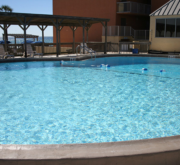 Pool view at Seahaven Beach Hotel in Panama City Florida