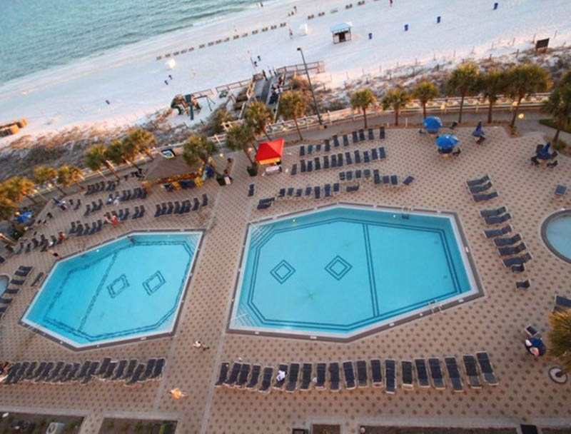 Birdseye view of the pool at Summit Beach Resort in Panama City Beach Florida