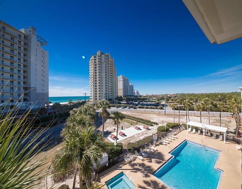 Amazing view of the pool and beach from Grand Caribbean in Perdido Key FL	