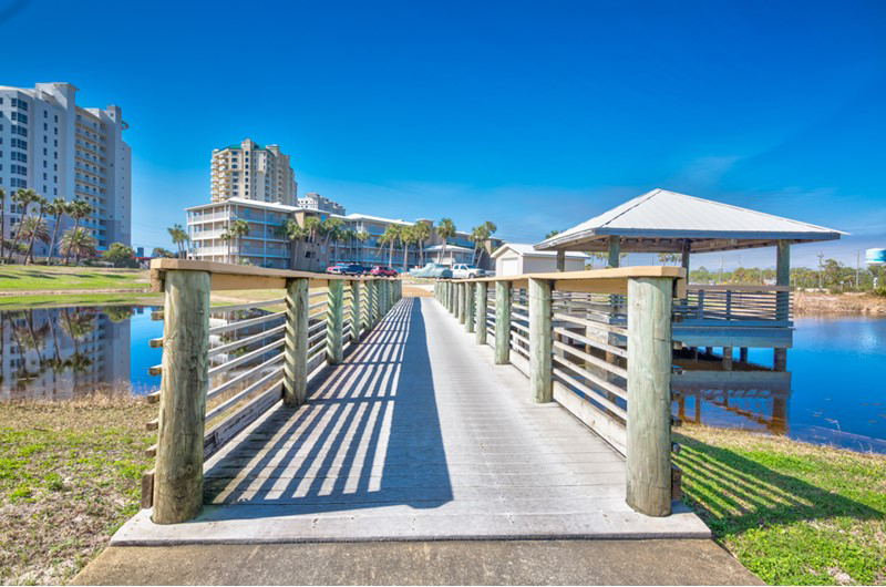 Take a stroll across the beach lake at Grand Caribbean in Perdido Key FL