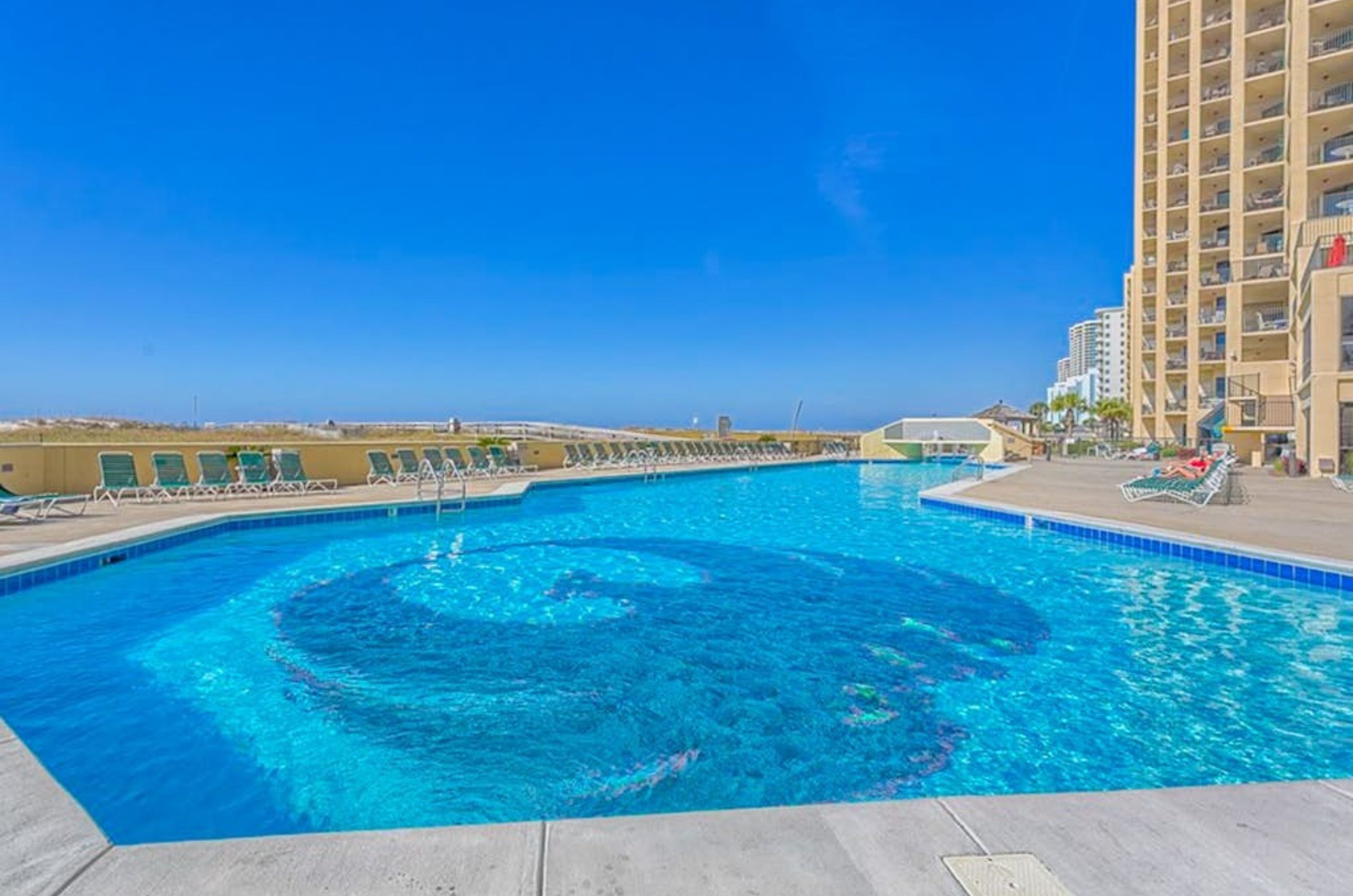 The swimming pool in front of Phoenix VII in Orange Beach Alabama