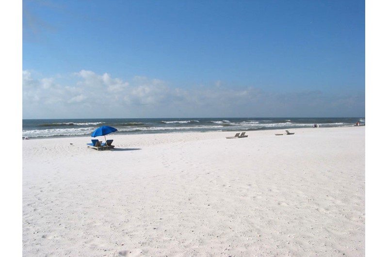 Royal Palms has snow white sand right outside your unit in Gulf Shores AL