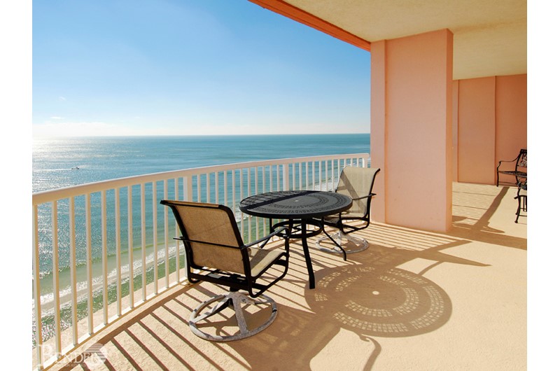 Enjoy lounging on your oversized balcony at Royal Palms in Gulf Shores AL