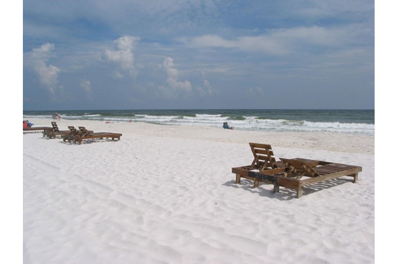 Enjoy the sugar white sands outside your condo at Sandpiper in Gulf Shores AL