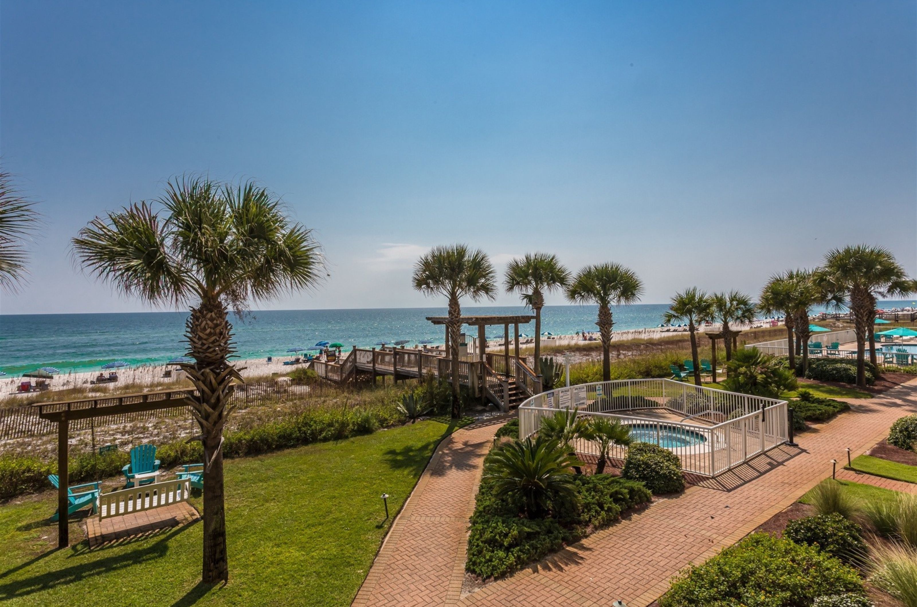 View from a balcony of the lusciousgrounds at Sandy Key Condos 