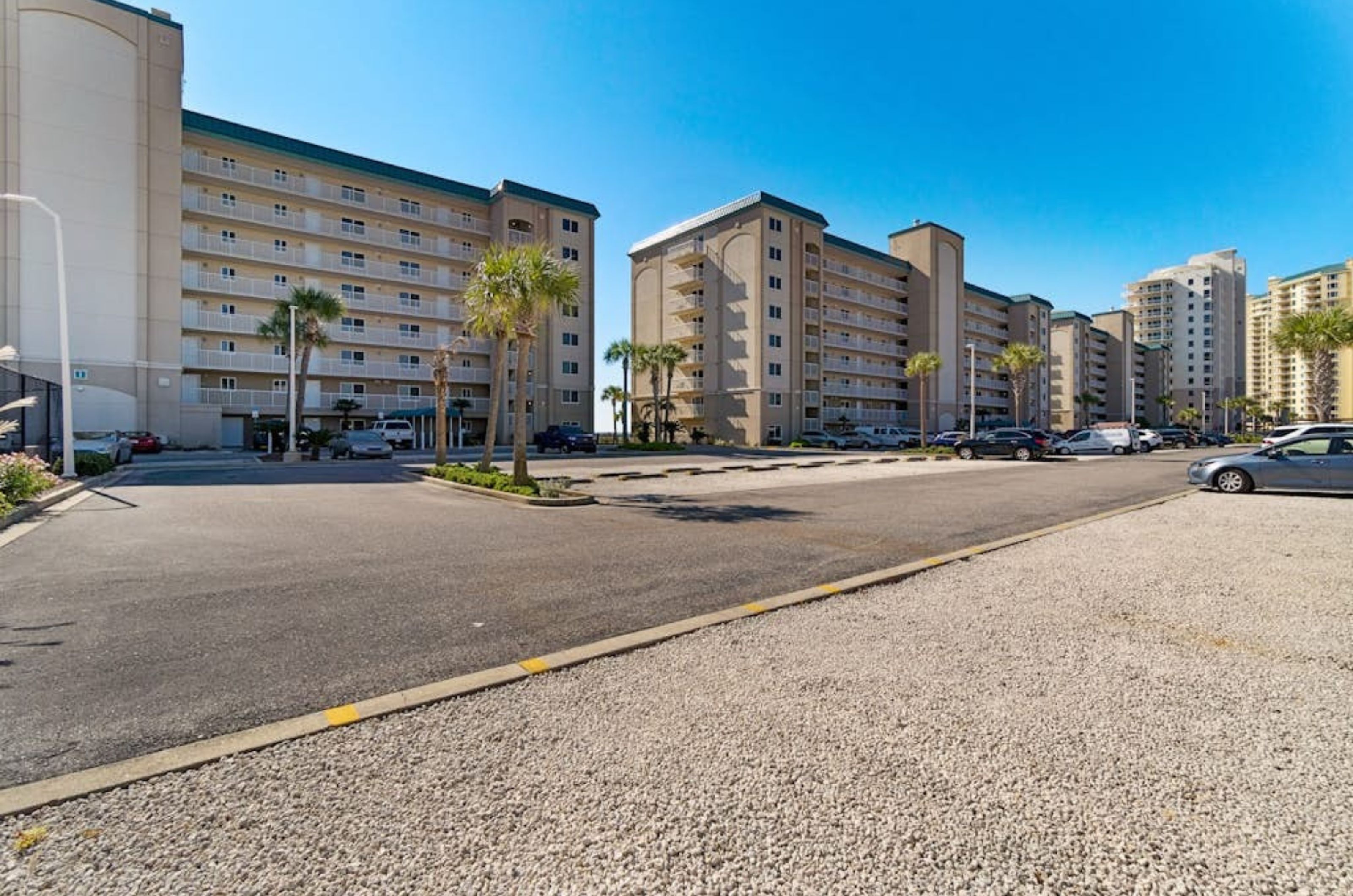 View from the street of Sandy Key Condominiums