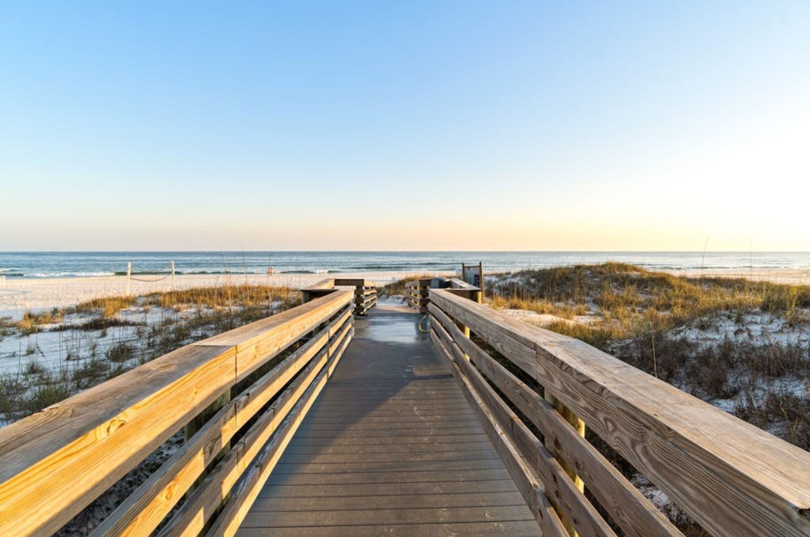 Wooden boardwalk leading to the Gulf of Mexico