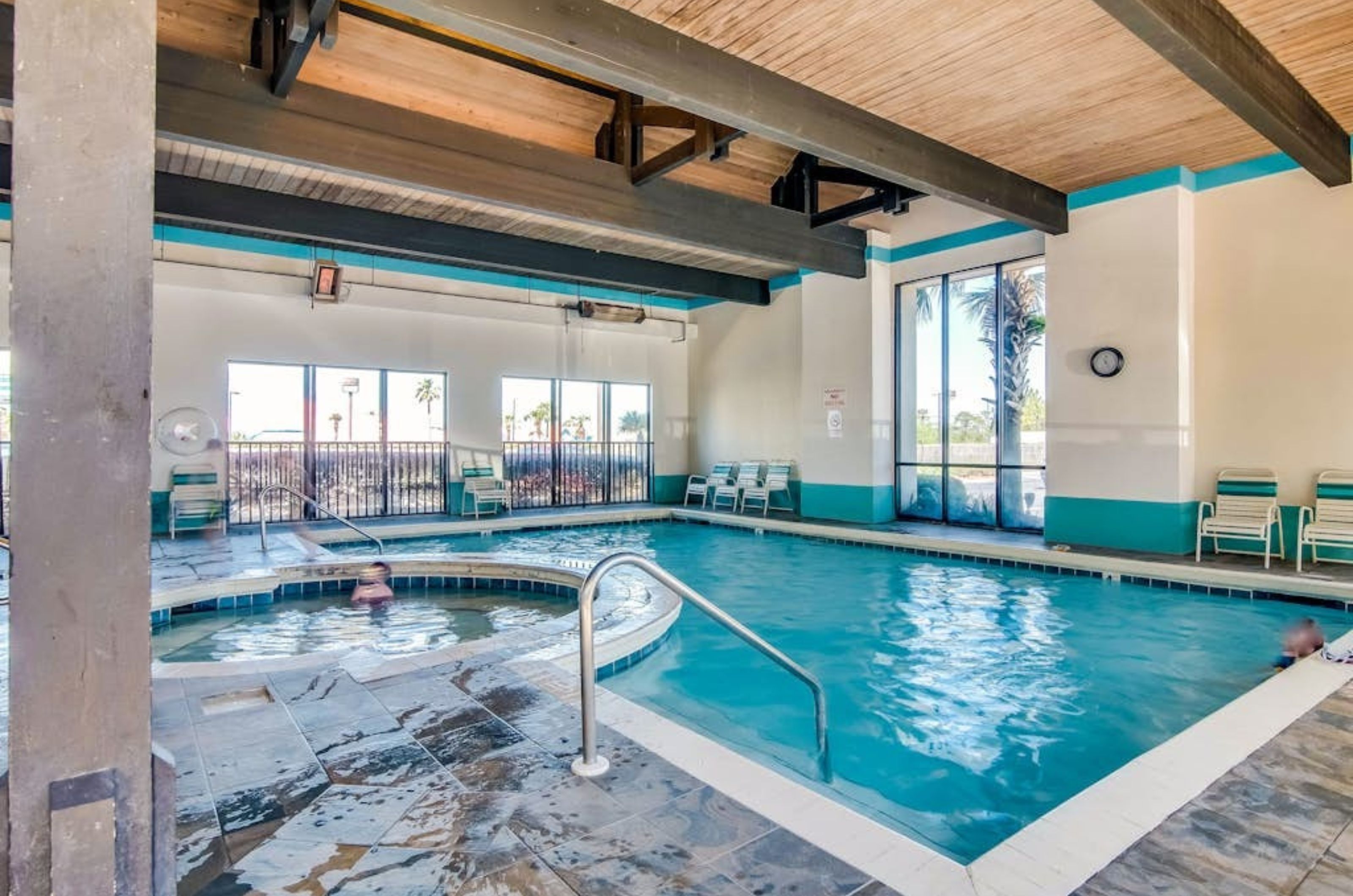 The indoor pool and hot tub at Shoalwater Condominiums in Orange Beach Alabama 