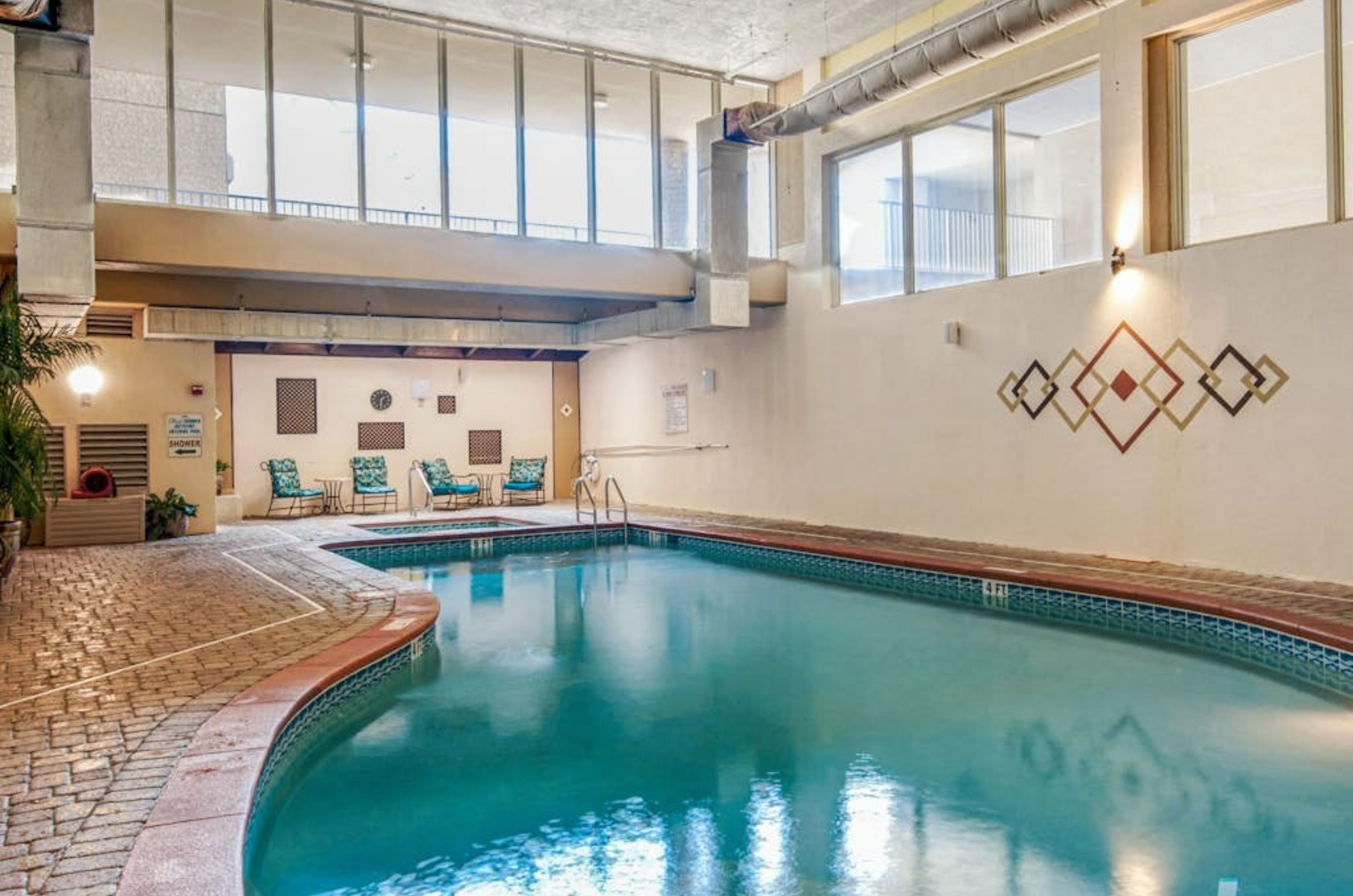 The indoor swimming pool at the Shores of Panama Resort in Panama City Beach Florida 