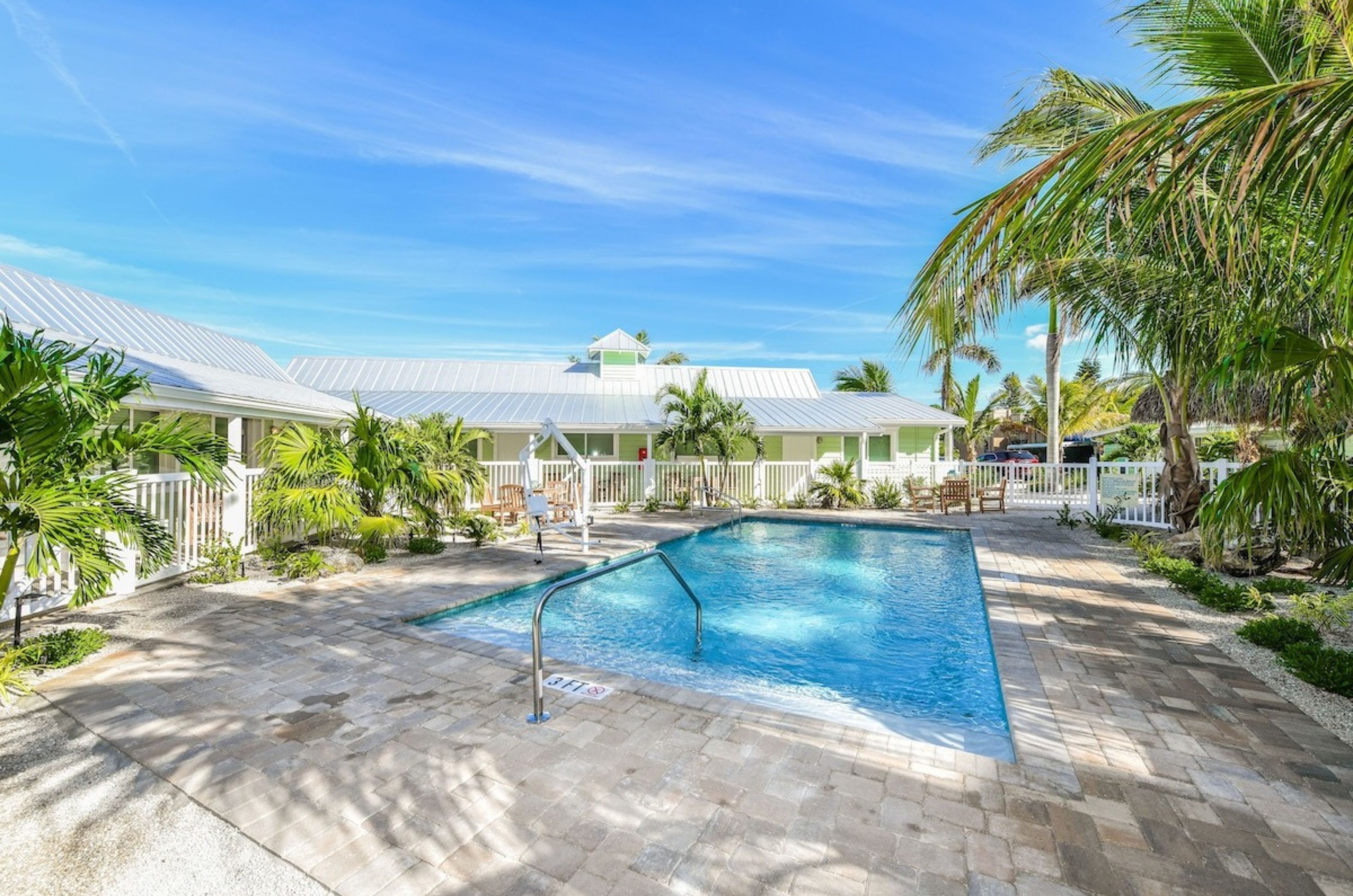 The outdoor pool in front of Tropical Breeze Resort in Siesta Key Florida 