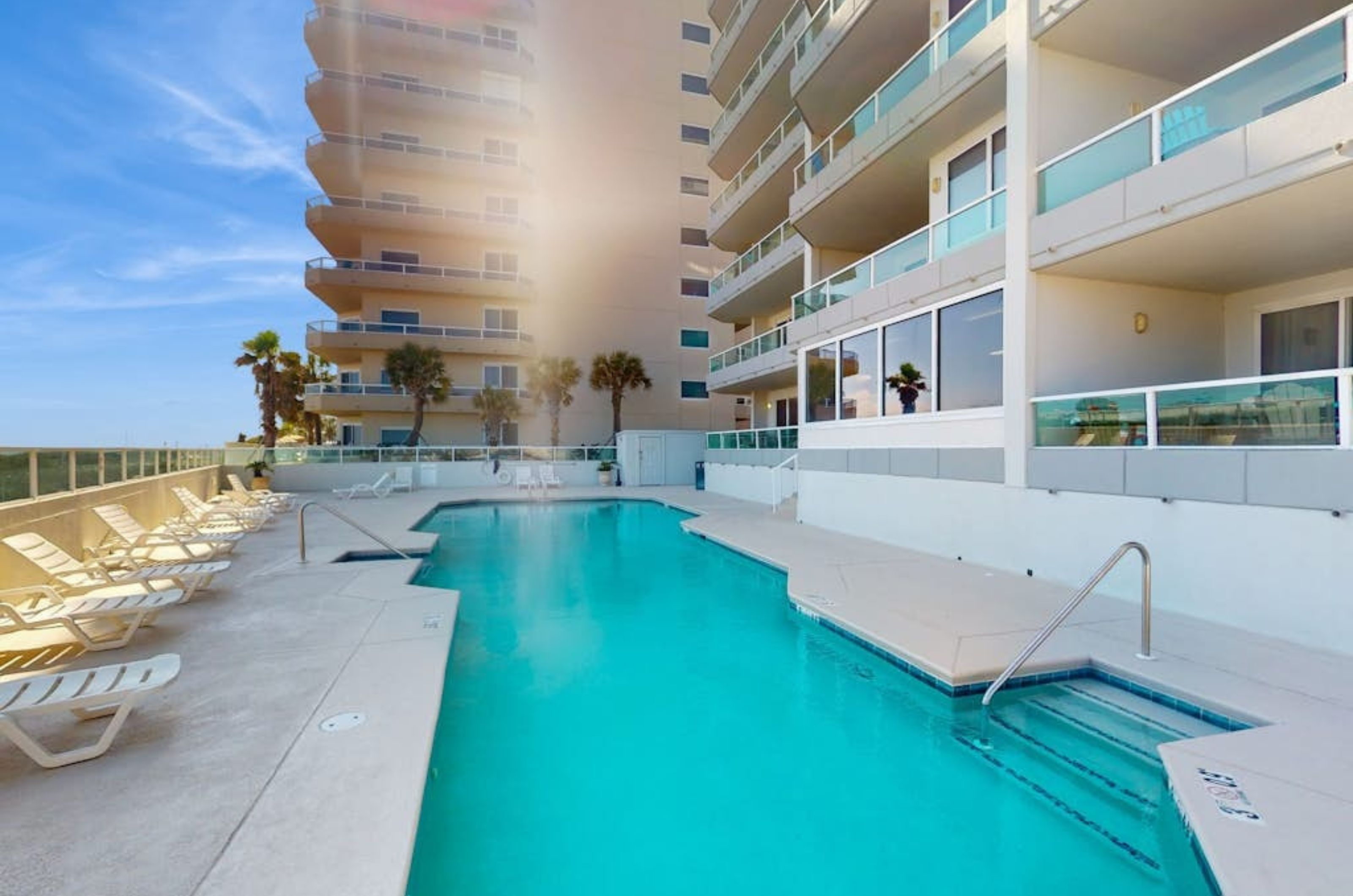 The beachfront swimming pool in front of Silver Beach in Orange Beach Alabama 