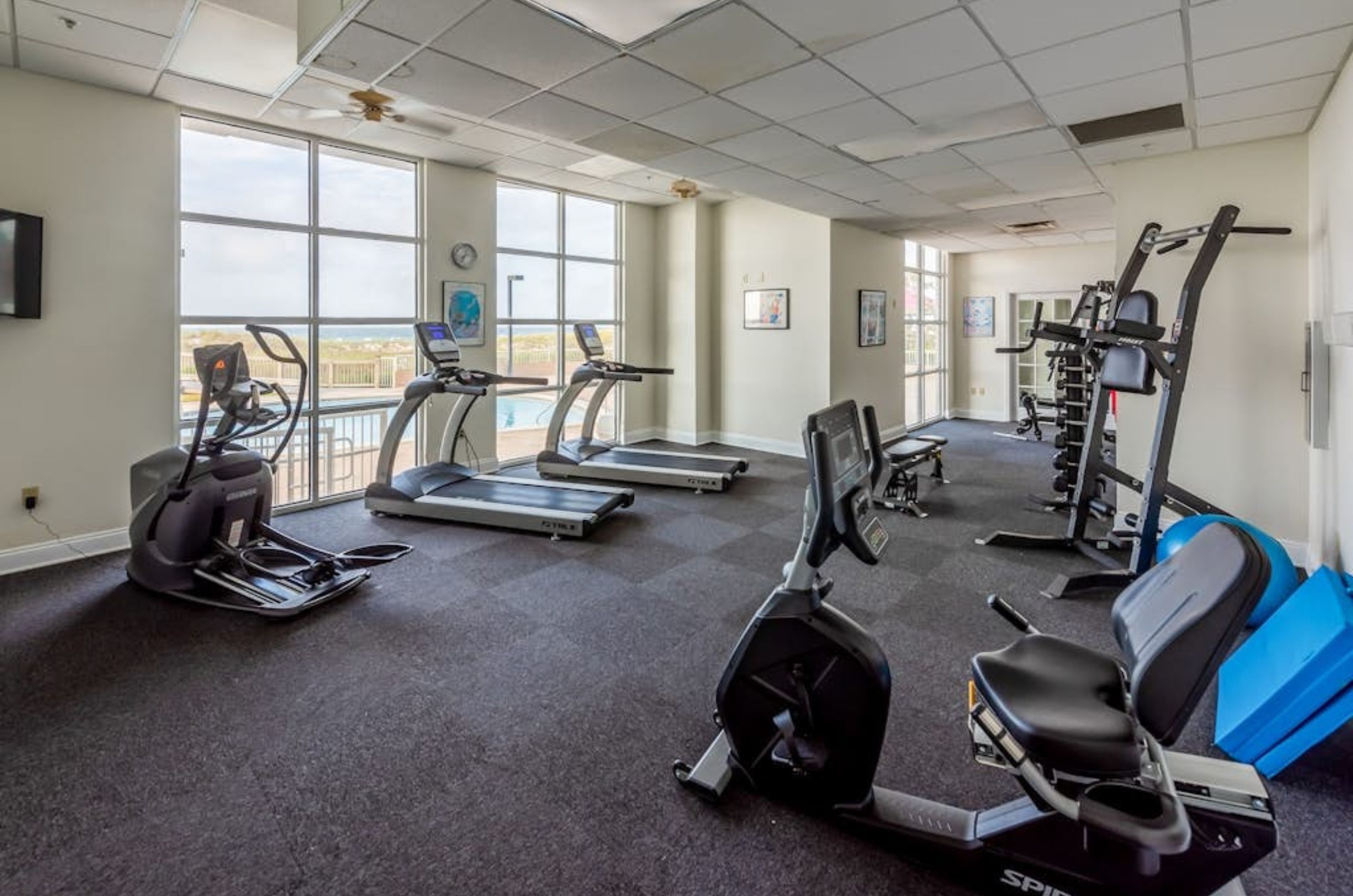 Strength and cardio equipment in the gym at Spanish Key Condos in Perdido Key Florida 