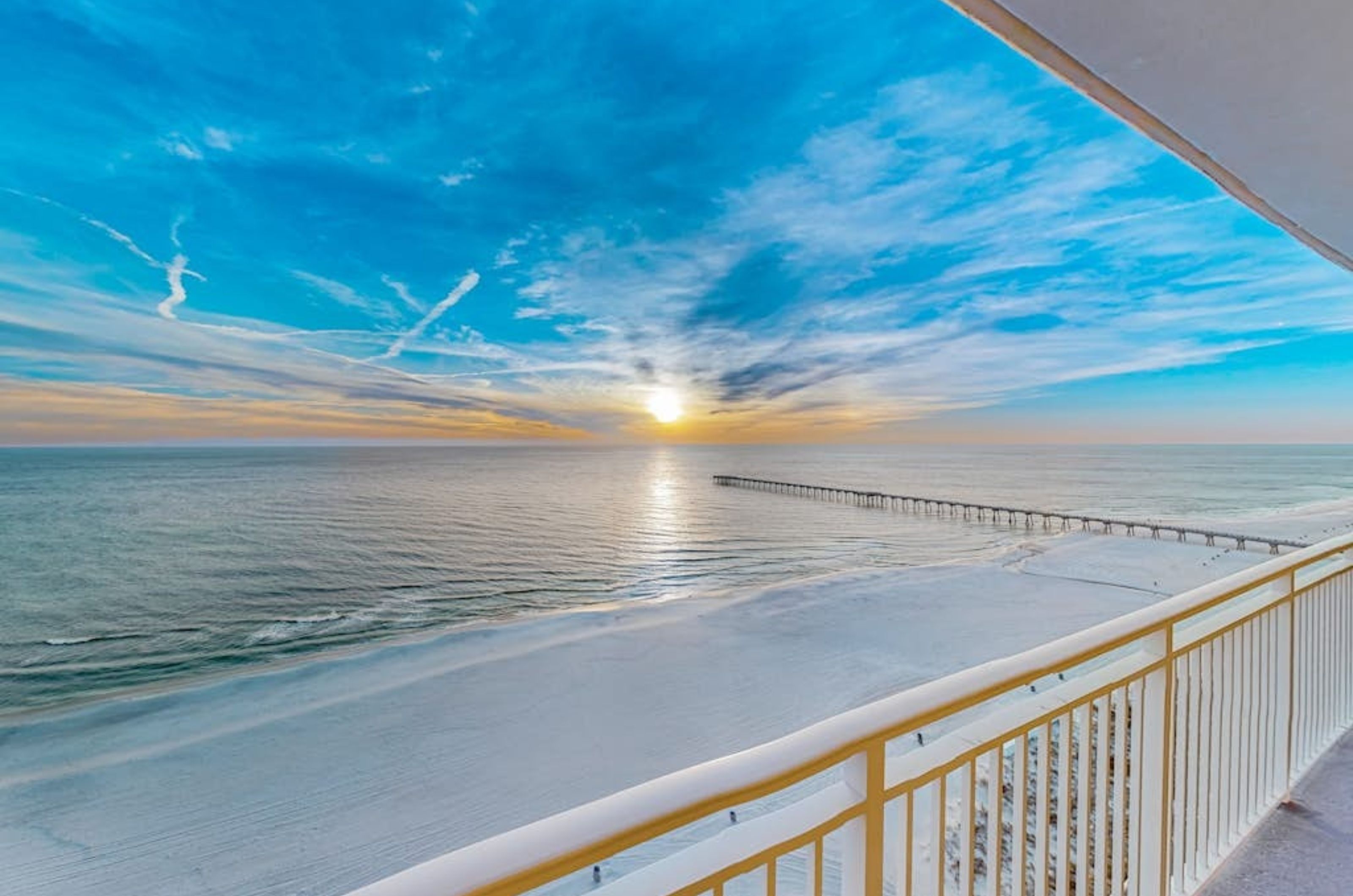 View of the Gulf of Mexico from a private balcony at Sterling Reef in Panama City Beach Florida	