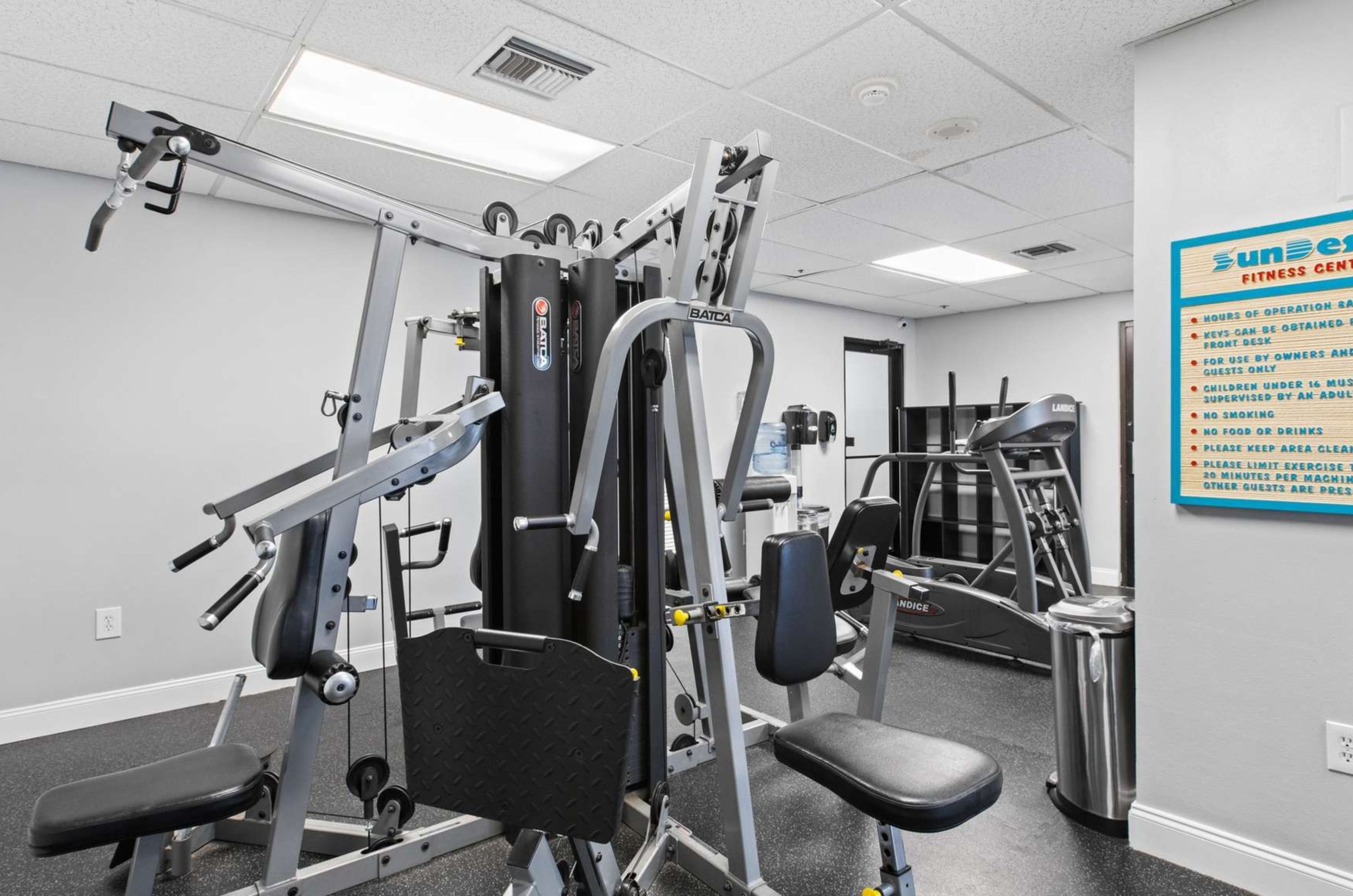 Strength equipment in on-site fitness center at SunDestin Beach Resort in Destin Florida