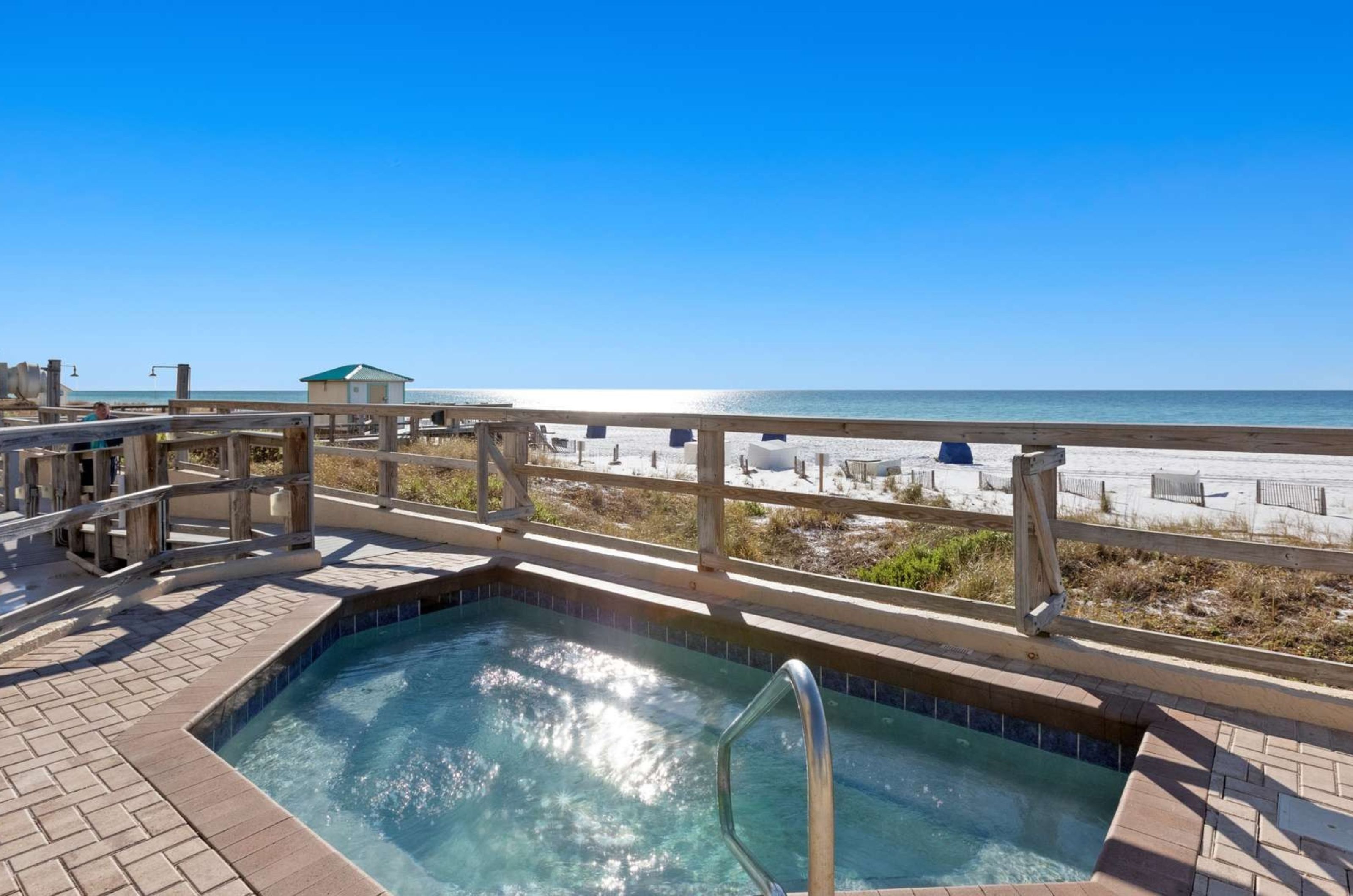 The outdoor hot tub next to the beach at SunDestin Beach Resort in Destin Florida