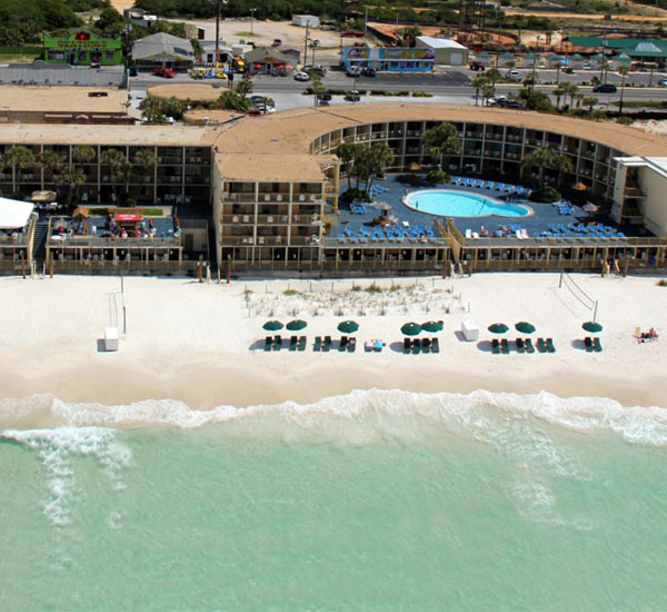 Aerial view of The Chateau in Panama City Beach FL