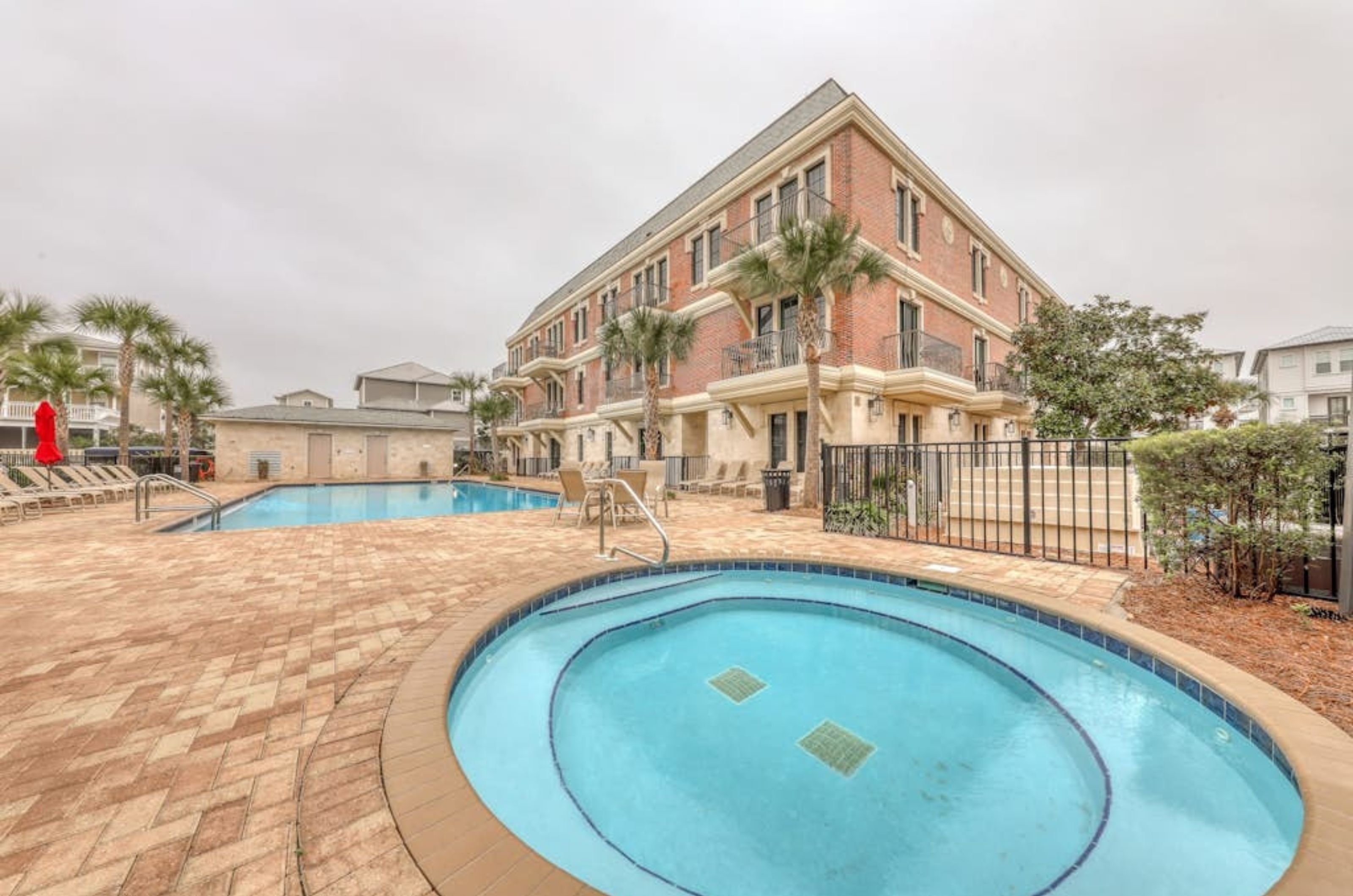 The outdoor hot tub at the Village of South Walton in Rosemary Beach Florida 