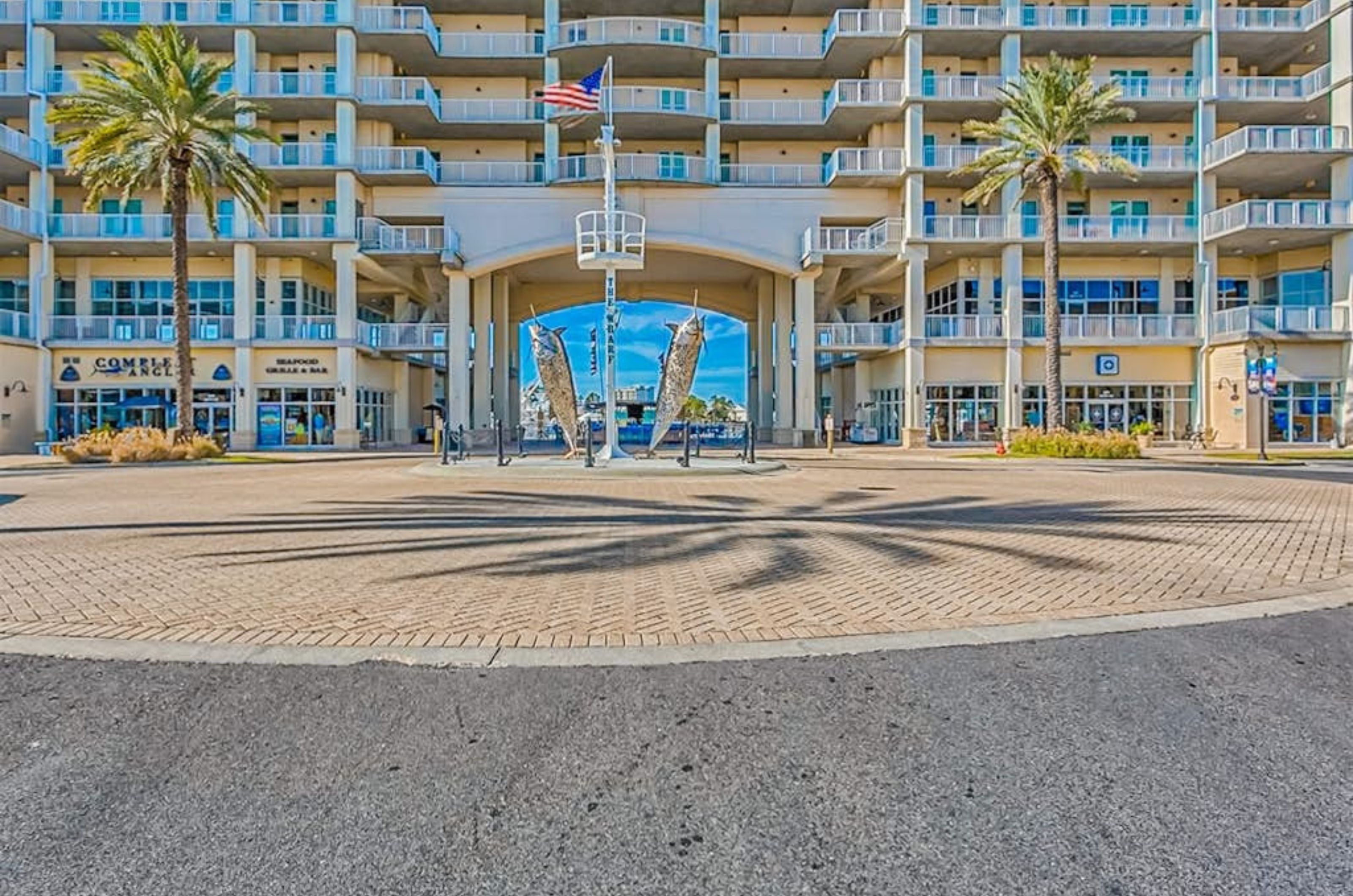 View from the street of the Wharf Condominiums in Orange Beach Alabama	\