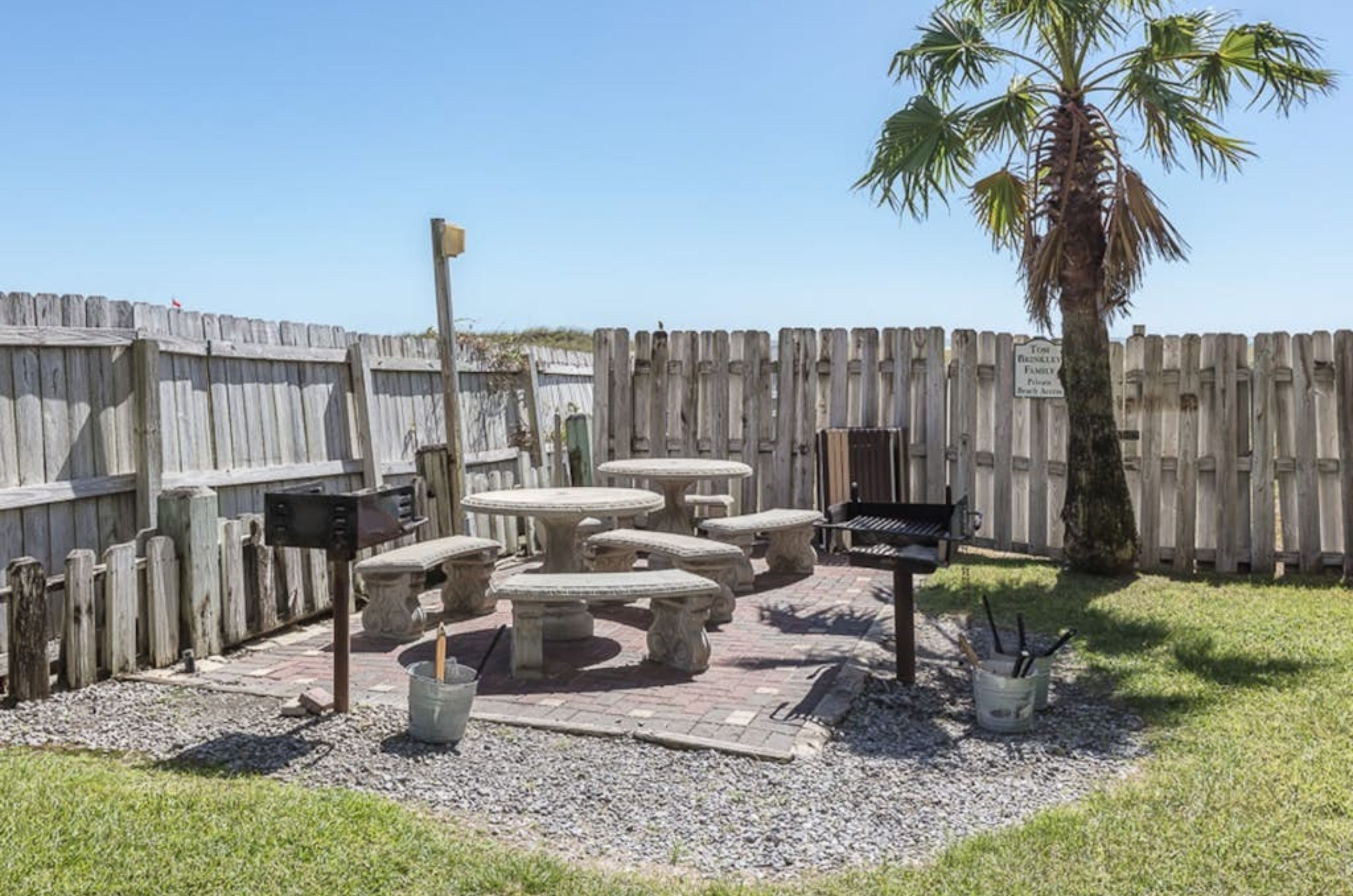 The outdoor grills next to tables at Tidewater in Orange Beach Alabama 