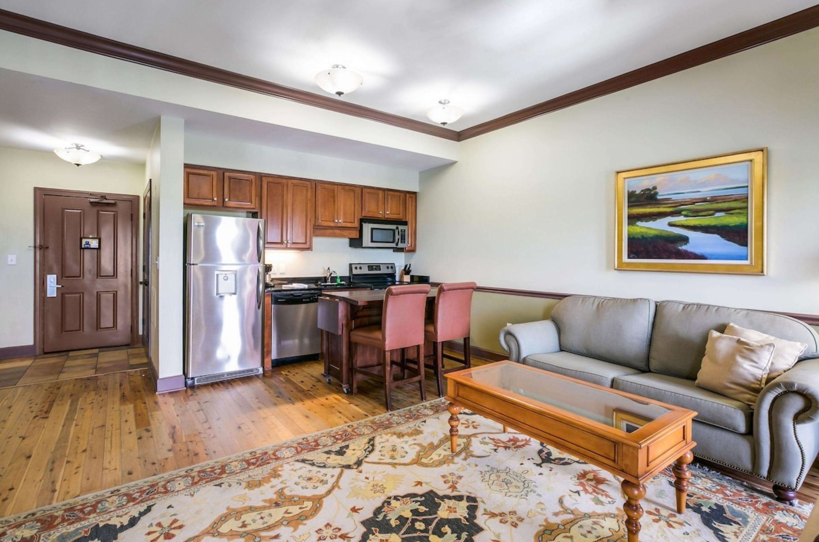 One of the beautiful living rooms in a suite at Water Street Hotel & Marina 