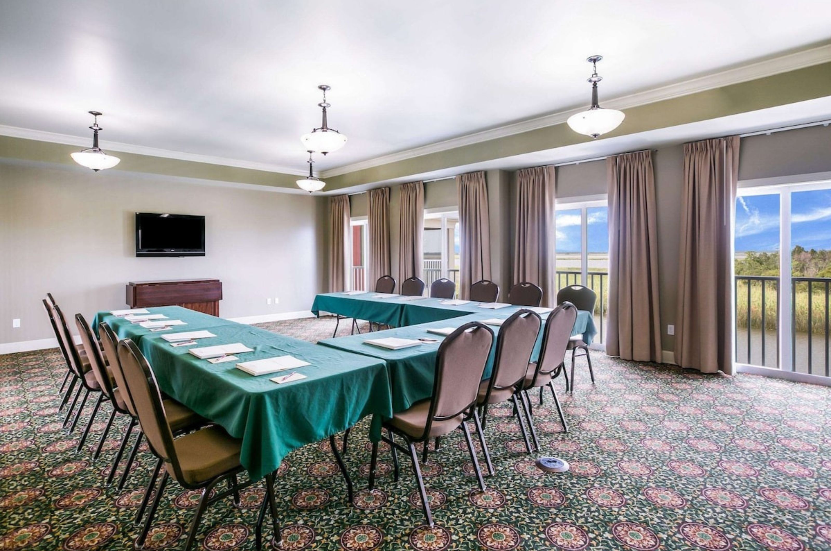 The well-equipped meeting room at Water Street Hotel & Marina in Apalachicola Florida 