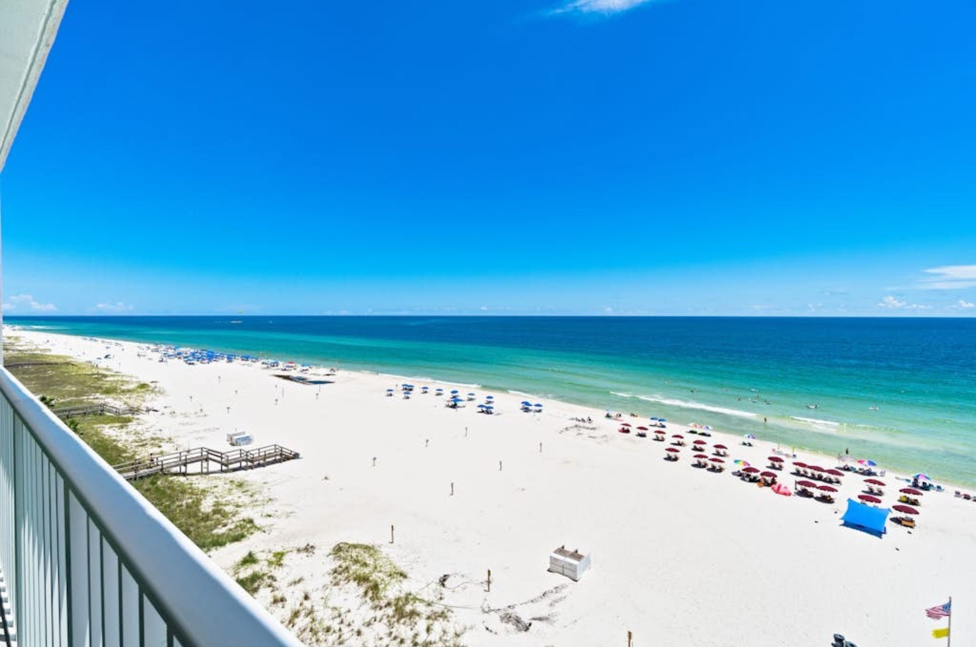 View of the Gulf and beach from a private balcony at Windemere Condos 